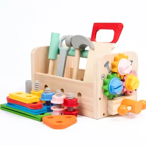 2024新产品螺丝拆卸螺母便携式工具桌男孩婴儿益智玩具儿童木制儿童修理包