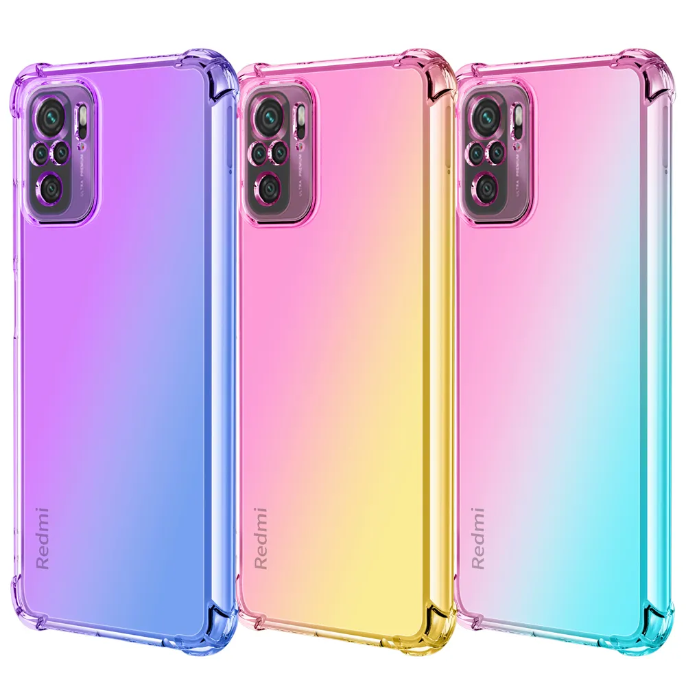 Voor Redmi Note 10S Case Clear Gradiënt Schokbestendig Versterkte Hoeken Flexibele Tpu Telefoon Cover Voor Xiaomi Redmi Note 10 4G