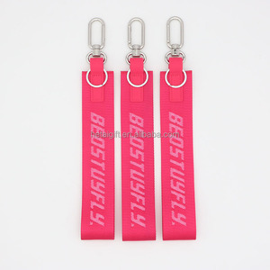 Personalized Nylon Fabric Sewn Custom Nylon Fabric Hand Wrist Key Chain Holder Lanyard Woven Jacquard Logo With Snap on Hook
