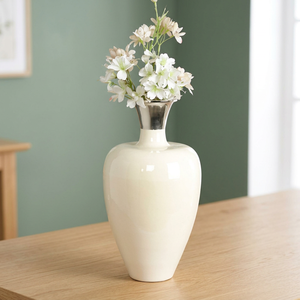 Elegante Florero de Metal Blanco con Diseño Moderno de Cuello Curvo, Revestimiento Resistente a la Intemperie para Decoración Interior y Exterior - Product Image 2