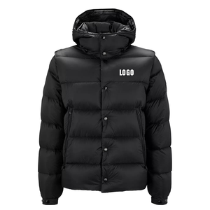 Winterjacke mit Abnehmbaren Ärmeln und Kapuze Individuelles Logo Umweltfreundliches 3D-Muster Wasserabweisende Steppjacke mit Reißverschluss Stehkragen Herrenjacke - Product Image 4