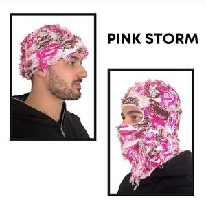 Alta calidad, dos tonos, cubierta de cara completa, calentador de cuello, invierno, a prueba de viento, pasamontañas, gorro de punto herbáceo, máscara de esquí de un agujero - Product Image 5