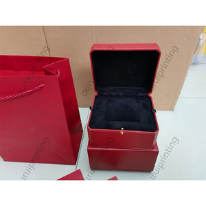 Octagon Red Cross Grain Leather <b>Watch</b> Box With Matching Booklet Single <b>Watch</b> Storage <b>Case</b> - Product Image 6