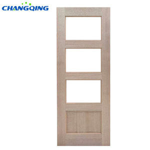 <span class=keywords><strong>Porte</strong></span> de chambre moderne en bois composite avec <span class=keywords><strong>15</strong></span> panneaux de verre et placage en noyer rouge MDF pour villa, appartement, chambre - Product Image 6