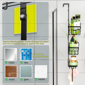 SANIPRO Organiseur de douche en fer à 3 niveaux détachable, panier de salle de bain, étagère de rangement suspendue à la porte, en métal, à fixer au <span class=keywords><strong>coin</strong></span> - Product Image 4