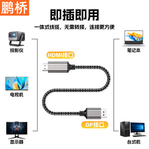 Câble adaptateur Pengqiao Dp vers Hdmi 4K 30Hz 2K 60Hz pour moniteur d'ordinateur, téléviseur, projecteur - Product Image 4