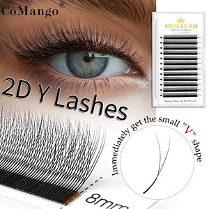 CoMango <span class=keywords><strong>Cils</strong></span> individuels 2D en Y pour extensions <span class=keywords><strong>de</strong></span> <span class=keywords><strong>cils</strong></span>, volume russe, style Y naturel, <span class=keywords><strong>cils</strong></span> préfabriqués pour maquillage - Product Image 1