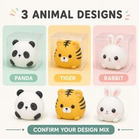 Colección de Juguetes de Animales de Plástico en Caja para Niñas Mayores de 14 Años, Figuras de Panda, Tigre y Conejo, Cajas Individuales Transparentes, 12 Piezas