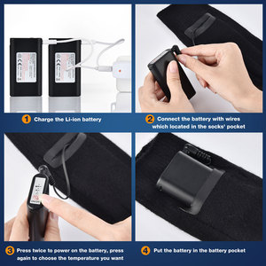 Chaussettes chauffantes lavables, température réglable, bas chauffants d'hiver avec 2 piles rechargeables USB de 4000mAh - Product Image 2