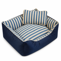 Coussin pour animaux de compagnie lavable, rouge et blanc rayé, avec coussin en coton PP, tissu Oxford, nid pour animaux
