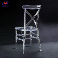 Chaise Chiavari à dossier croisé en acrylique, empilable, style personnalisé, pour mariage, banquet, hôtel, mobilier de réception en cristal, vente en gros