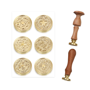 Sello de cera con símbolos mágicos, mango de madera, artesanías clásicas Retro Vintage con <span class=keywords><strong>caja</strong></span> de regalo para <span class=keywords><strong>sobres</strong></span> de invitación, letras - Product Image 1