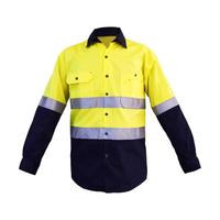 Chemise de travail de sécurité réfléchissante haute visibilité deux tons à manches longues Logo de l'équipe personnalisé