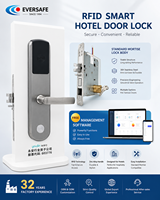 Serrure de porte intelligente pour hôtel en acier inoxydable SUS304, contrôle d'accès par carte magnétique avec logiciel PMS gratuit, 32 ans d'expérience en fabrication OEM directe