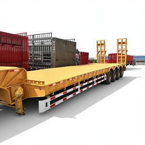 Semirremolque de Plataforma Plana de Acero de Alta Resistencia con Certificación ISO, Tres Ejes, Transporte de Equipo Pesado, Suspensión Neumática, 20-100T - Product Image 1