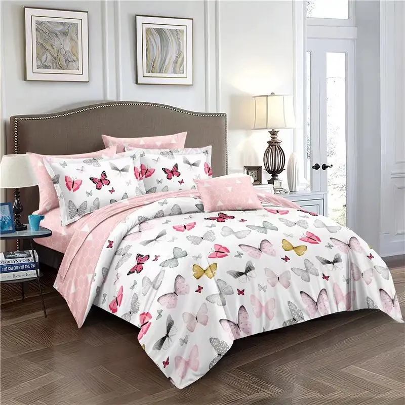 Amazon hot sabanas stampato queen king size tessili per la casa copripiumino set da letto di lusso consolatore set di biancheria da letto