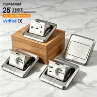 Prise de courant escamotable encastrée KSQ en acier inoxydable, norme britannique universelle 10A, interface informatique, pour sol