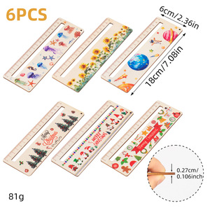 Santa Claus & Đại Dương Sứa Khuôn Mẫu Văn Phòng Phẩm Bằng Gỗ Cai Trị Cho Trẻ Em Sinh Viên Thẳng Với Tường Dấu Hiệu & Thủ Công Các Tính Năng - Product Image 2