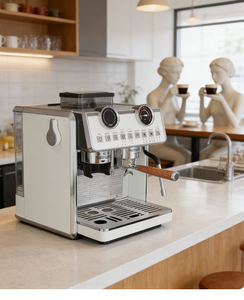 Macchina per Espresso Elettrica a Doppia Caldaia 2200W, 20 Bar, Multifunzione con Macinacaffè Integrato, Corpo in Acciaio Inox - Product Image 1