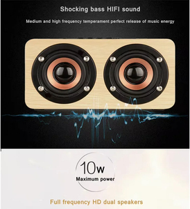 Loa không dây di động Loa không dây hoạt động bằng gỗ BT 5.0 Hệ thống pin 1200mah Loa thanh âm thanh siêu trầm Stereo Loa cầm tay - Product Image 3