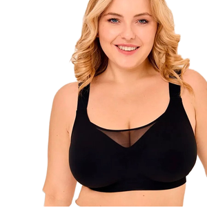 Sutiã Feminino Vermelho com Alças Finas Ajustáveis para Seios Grandes, Sem Aro, com Efeito Push-<span class=keywords><strong>Up</strong></span>, Tiras Minimizadoras Tecidas e Respiráveis - Product Image 4