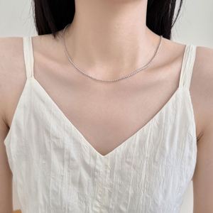Dylam 925 Sterling <b>Silver</b> CZ Necklace for Women Jewelry Lightweight Adjustable Length Chain Zirconia <b>Choker</b> Minimalist Necklace - Product Image 3