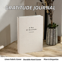 Carnet de Gratitude Minimaliste A5 en Tissu de Lin, Couverture Rigide Cousue, pour Réflexion Quotidienne, Organisateur et Planificateur, Idéal Cadeau