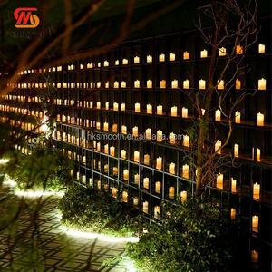 Décoration de réception de mariage en plein air, nouvelle conception d'usine, toile de fond murale en métal noir à grille pour bougies - Product Image 1