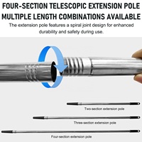Kit d'outils en acier inoxydable auto-nivelant : Raclette crantée et truelle avec manche télescopique à 4 sections pour revêtement de sol