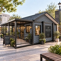 Café modulaire préfabriqué commercial avec terrasse couverte, cabine de vente au détail modulaire pour boutique et entreprise éphémère
