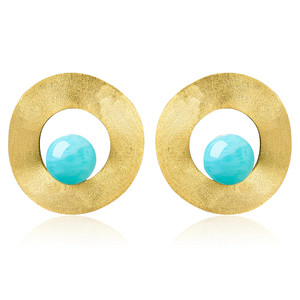 Orecchini fatti a mano in Lapis Amazonite naturale placcati oro 18k - Product Image 6