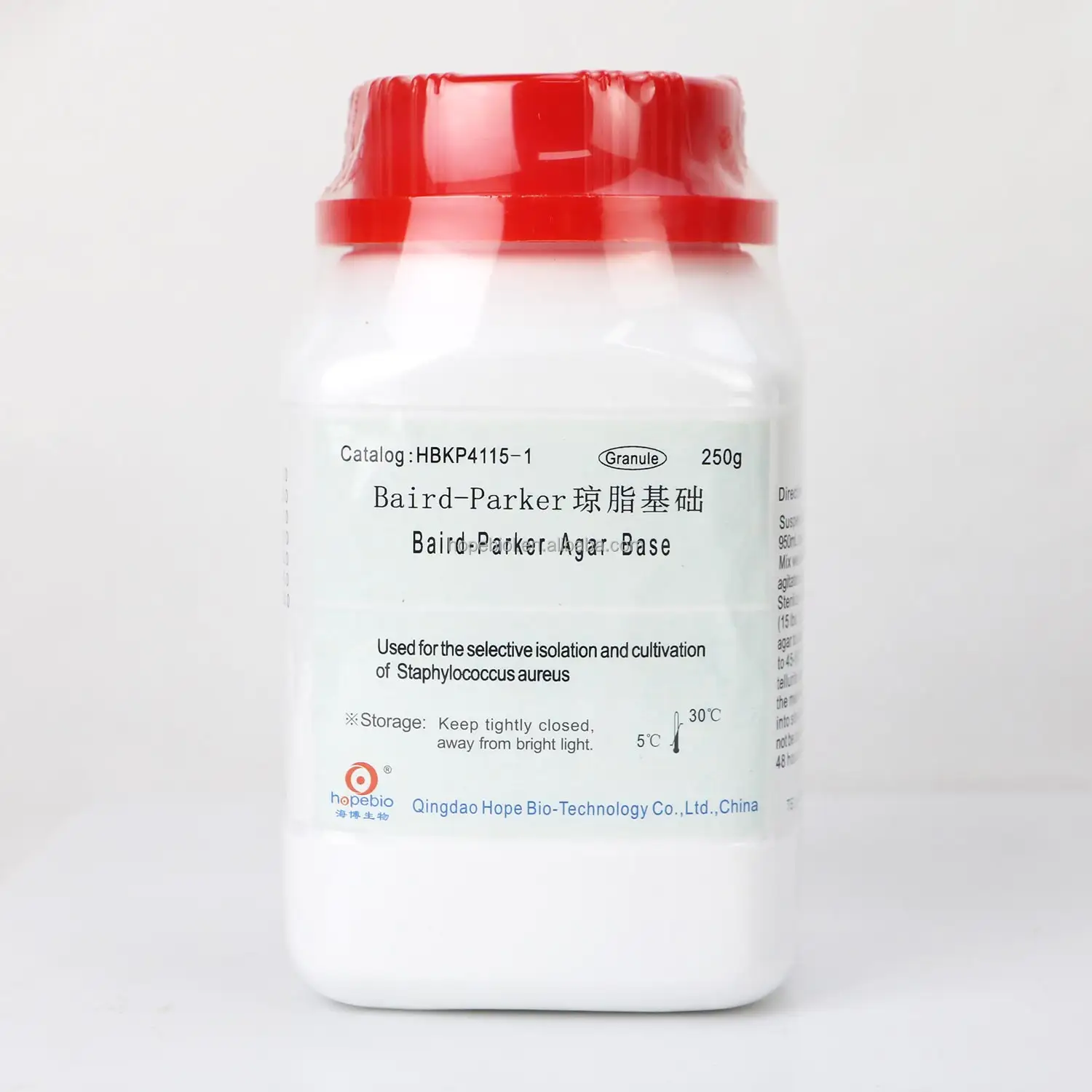 HBKP4115ベアードパーカーアガーベースStaphylococcusaureusの選択的分離と栽培に使用