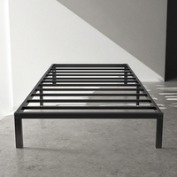 Cadre de lit Farmhouse King en métal robuste avec design moderne pliable pour chambre à coucher hôtel école appartement avec rangement