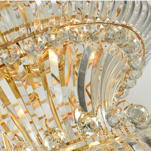 โคมระย้าคริสตัลหรูหราสไตล์ยุโรปโคมไฟระย้าคริสตัล LED สีทองรูปวิลล่าห้องนั่งเล่นของโรงแรม - Product Image 3