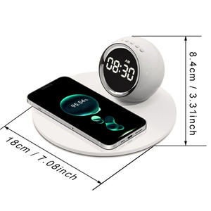 Horloge numérique multifonction, lampe de chevet LED, chargeur <span class=keywords><strong>sans</strong></span> <span class=keywords><strong>fil</strong></span>, lampe avec réveil, charge 15W pour iPhone 15 14 - Product Image 6