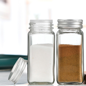 Square Glass Spice Storage Seasoning Jar Bottle 4oz Spice Glass Jar with Shaker