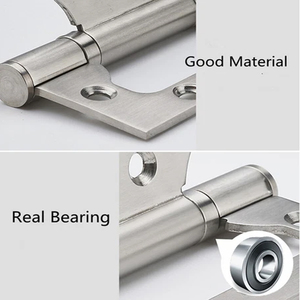 Charnières de porte papillon d'angle en acier inoxydable avec ressort intégré, angle d'ouverture de 180 degrés, installation facile, quincaillerie moderne - Product Image 3