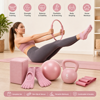 Ensemble de fitness Pilates avec bloc de yoga, chaussettes antidérapantes, anneau de Pilates, mini-ballon et kettlebell de 6 kg pour entraînement à domicile