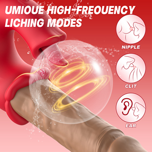 Vibrador de Clítoris y Punto G de Silicona Suave Realista con Doble Estimulación y Lamer, 10 Velocidades, Resistente al Agua, Recargable por USB, para Adultos - Product Image 2