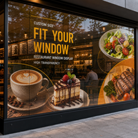 Écran LED transparent sur mesure pour la publicité sur les vitres des restaurants