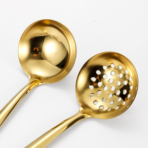 6Pc Gold Plated Stainless Steel Kitchen Utensil <b>Set</b> Spatula Soup Ladle Strainer Cooking Tools Gift <b>Set</b> - Product Image 3