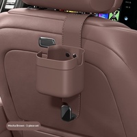 Support de tasse multifonctionnel en cuir Napa pour voiture, crochet de fixation pour siège de voiture, support de téléphone, gadget de rangement pour voiture, accessoires automobiles