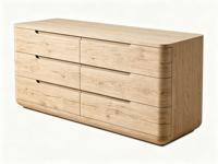 Commode moderne FERLY à 6 tiroirs, silhouette incurvée, poignées découpées, meuble de rangement pour chambre à coucher