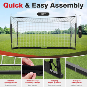 Porterí<span class=keywords><strong>a</strong></span> de Fútbol Portátil de 12x6 pies, Porterí<span class=keywords><strong>a</strong></span> de Fútbol Desmontable con Red para Entrenamiento en el Patio Trasero, con Bolsa de Transporte y Conos de Entrenamiento - Product Image 3