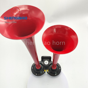 แตรลมคู่ Shengbao ทำจากโลหะผสมสังกะสีสีแดง 12V 24V แตรไฟฟ้าสำหรับรถบรรทุกและรถยนต์ สำหรับการติดตั้งเพิ่มเติมและอัปเกรด - Product Image 3