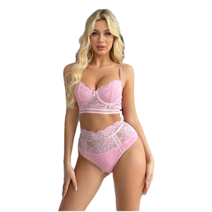 ヨーロッパ系アメリカ人セクシーランジェリー新スタイルライトコントロールツーピースキャミソールセット透け感レース海外貿易卸売 - Product Image 1
