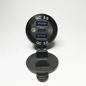 12V-24V 60W Triple USB Car Charger Socket PD3.0 & Dual QC3.0 with <b>Touch</b> <b>Switch</b> Fast Charge Adapter Bus Trailer Boats - Product Image 3