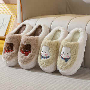 Hot <b>Sale</b> Wholesale TPR Sole Fuzzy slippers Women Plush Fabric Shoe Upper Furry slippers <b>for</b> Women With Most Popular - Product Image 1