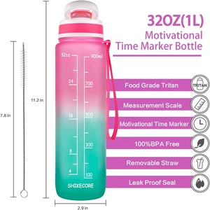 Matériau Tritan écologique de couleur dégradée personnalisable de 32oz avec bouteille d'eau en plastique à couvercle rabattable <span class=keywords><strong>Timeline</strong></span> - Product Image 2