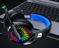 A20 Headset Gaming, kabel merah muda dengan suara Surround 7.1 Saluran lampu LED dan mikrofon untuk PC Laptop Esports